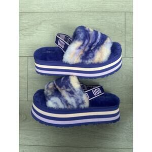 UGG Disco Marble Slides Womens size 11 Purple Platform Slingback fluff BRAND NEW